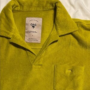 OAS Green Polo Shirt Textured Cotton